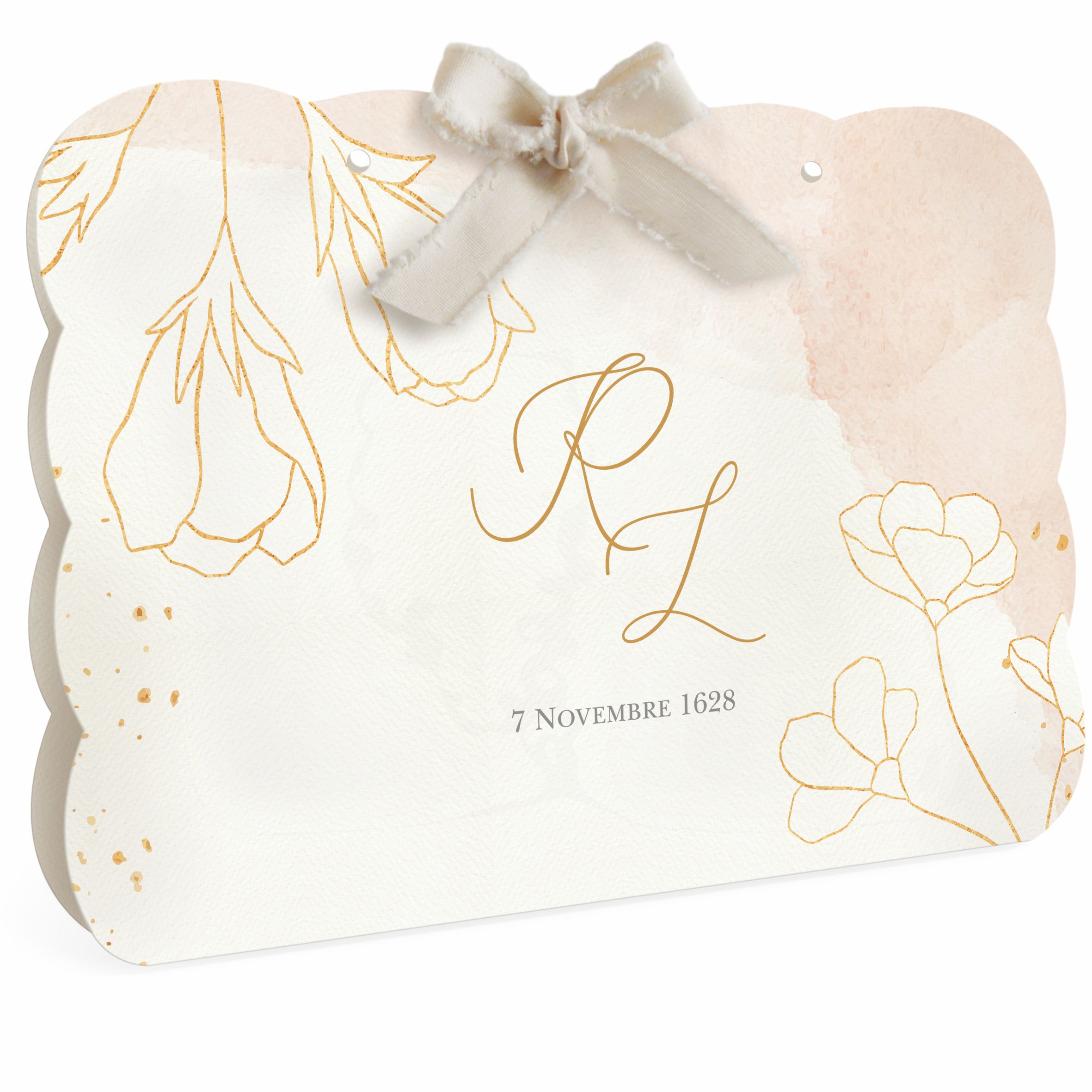 PARTECIPAZIONE MATRIMONIO SCATOLA PORTA CONFETTI - tema rosa e fiori oro
